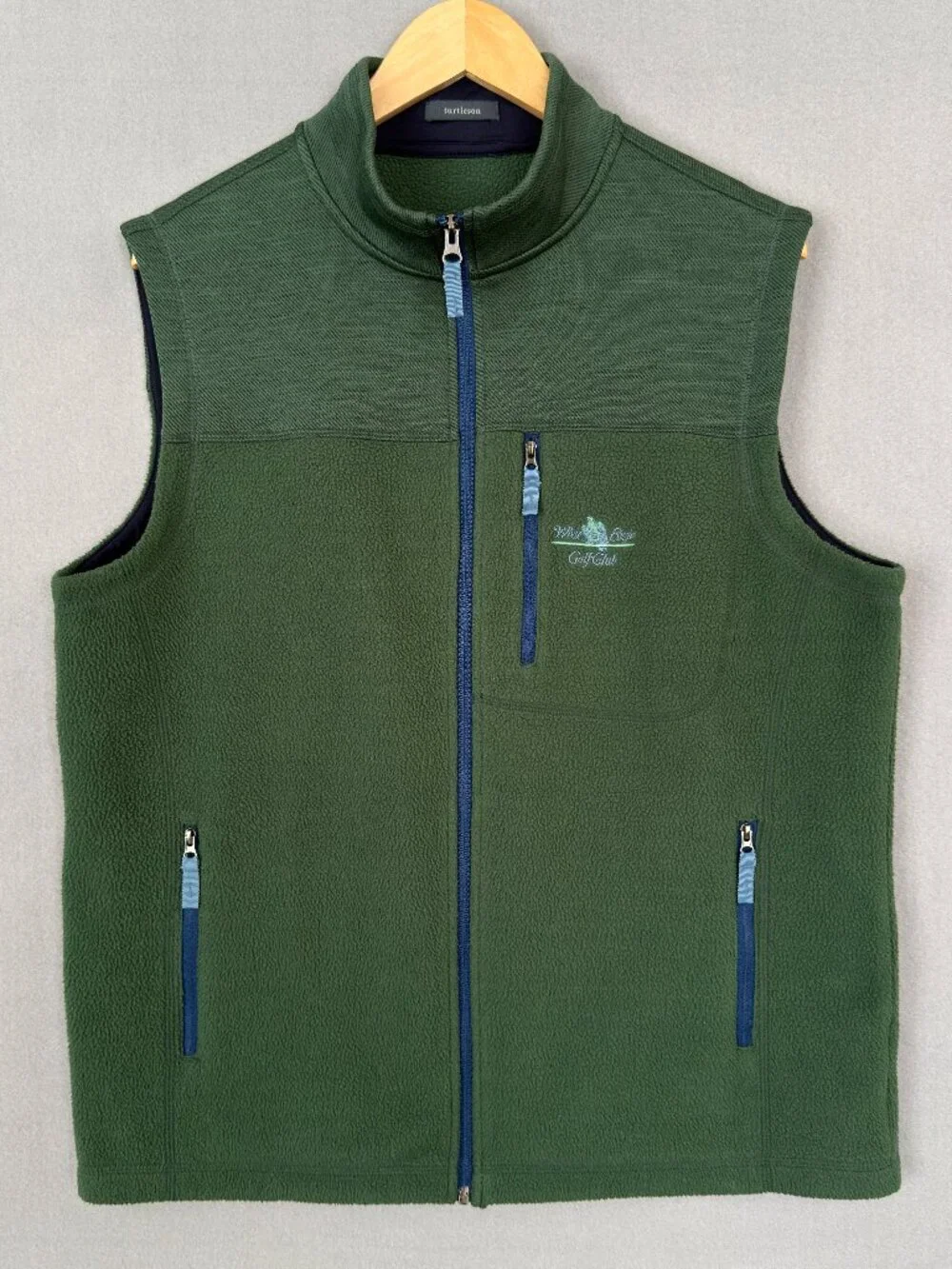 Turtleson Steele Full Zip Fleece Vest Green Men's L White Eagle Golf Club